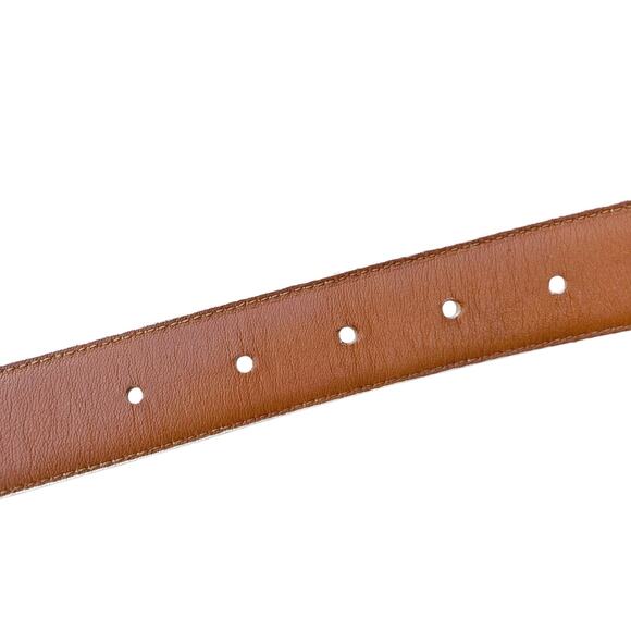 Vintage Cole Haan White Leather Belt Gold Brass Buckle Coastal Prep Made in USA main image 10